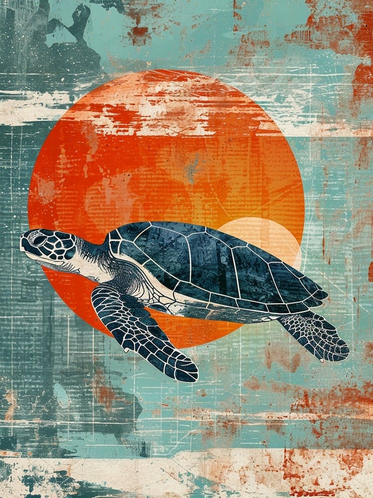 Sea Turtle Collage In The Sunset 4