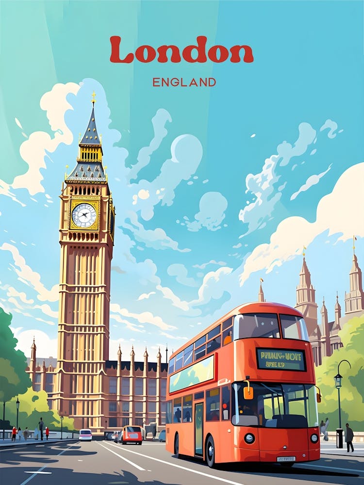 London England Big Ben Modern Travel Art