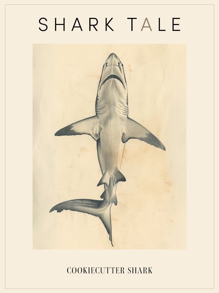 Cookiecutter Shark Vintage Illustration 5 Poster