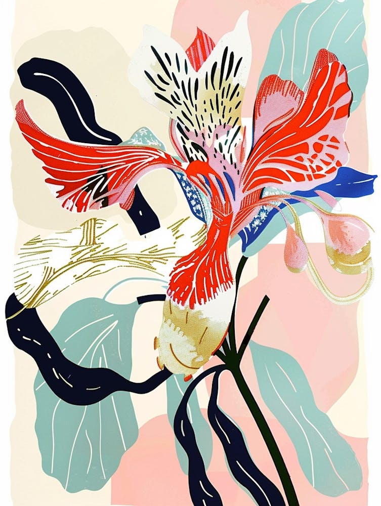 Colourful Flower Illustration Bleeding Heart 1