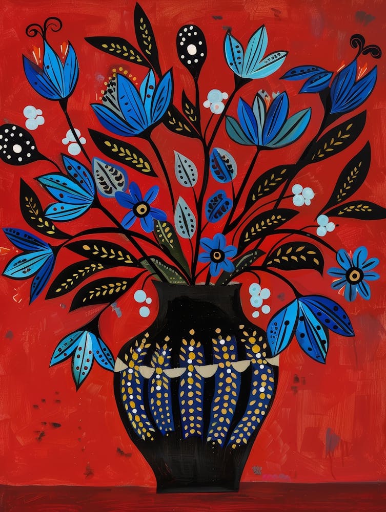 Blue Flowers In A Vase 9