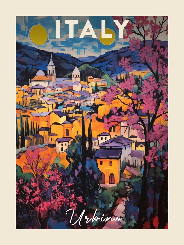Urbino Italy 4 Fauvist Painting Travel Poster