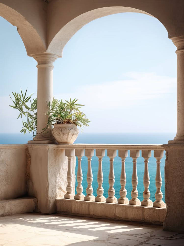 Balcony Overlooking The Sea Summer Vintage Photography