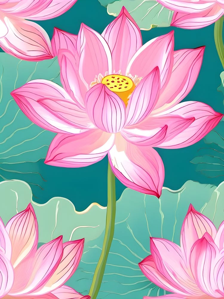 Lotus Flower Seamless Pattern 1