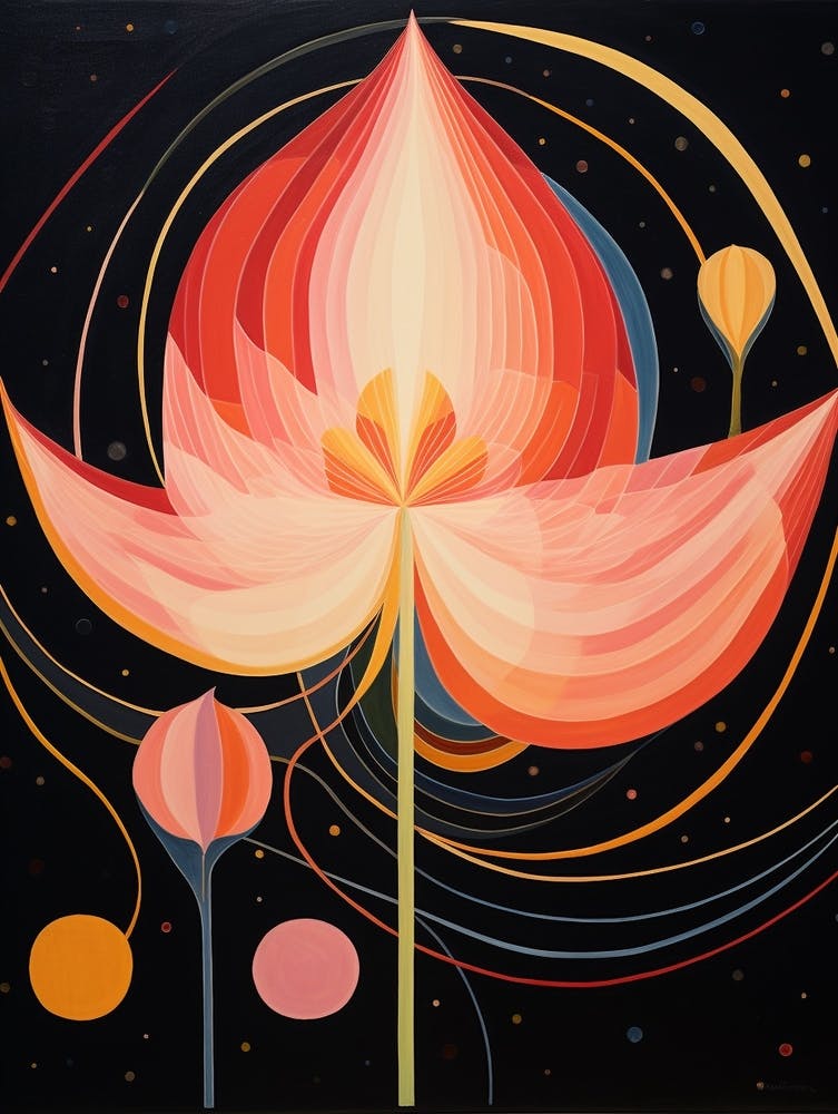 Tulipe 1 Illustration Florale Inspirée par Hilma Af Klint