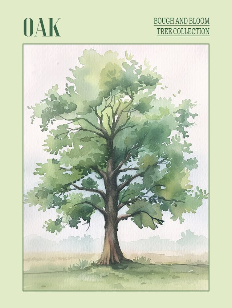 Oak Tree Atmospheric Watercolour Painting 7 Poster