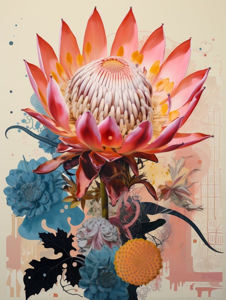 Surreal Florals Protea 4 Flower Painting