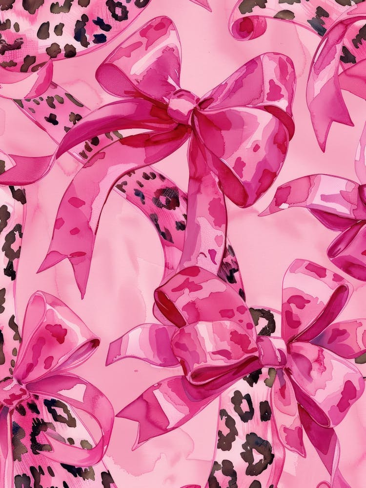 Pink Animal Print Bow Pattern