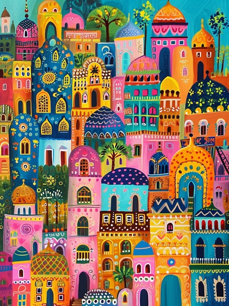 Kitsch Colourful Mumbai Cityscape 1