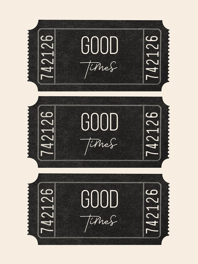 Good Times Tickets, y2k College Art, Dorm Decor, Neutral