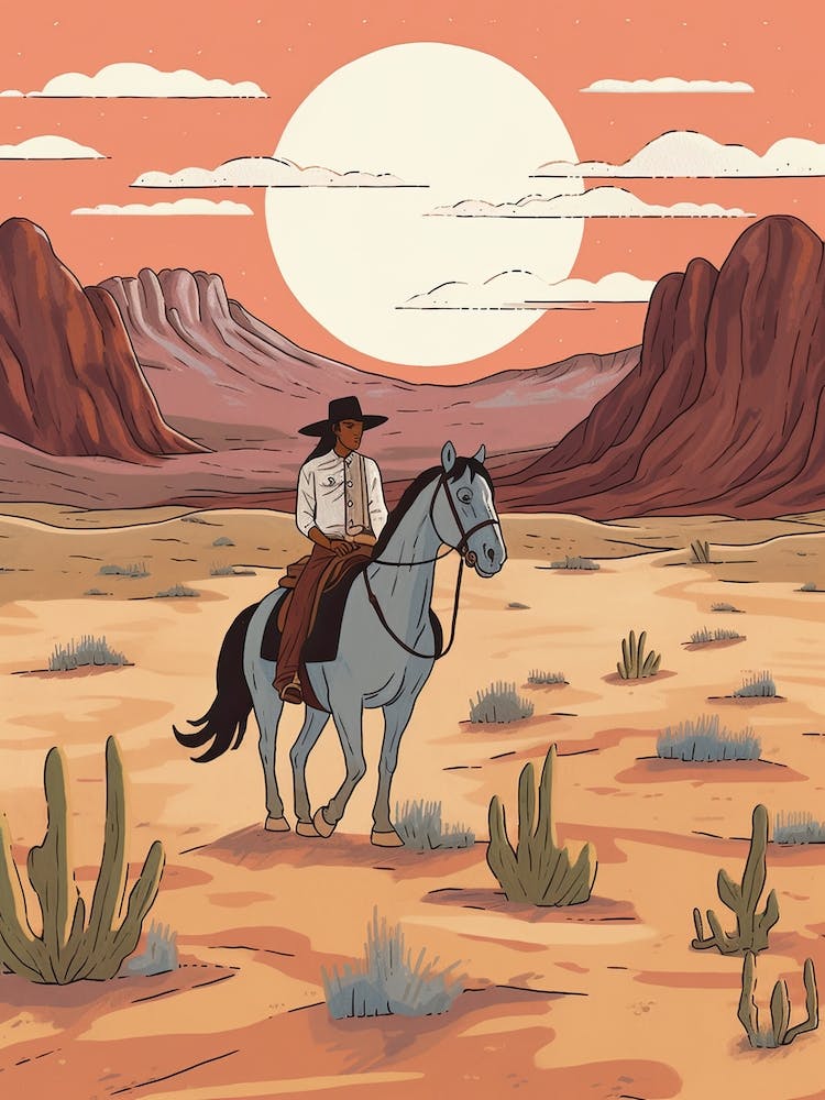 Cowgirl Riding A Horse In The Desert 5