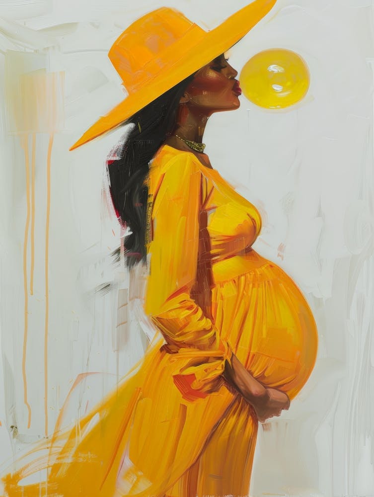 Pregnant Woman In Yellow
