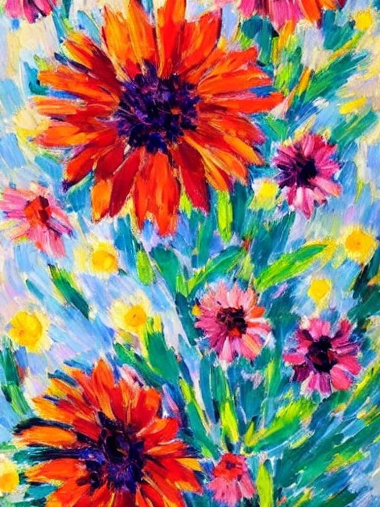 Gazania Floral Print Abstract Block Colour 1 Flower