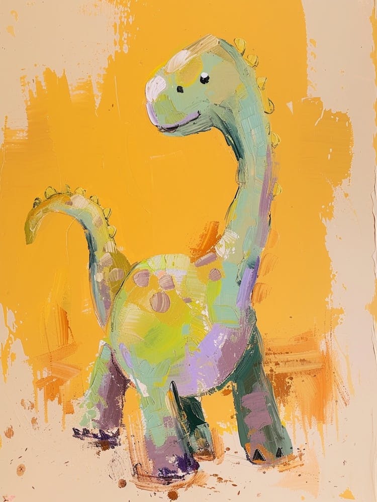 Mustard Happy Dinosaur Painting