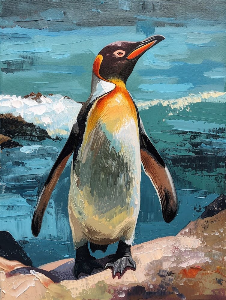 Galapagos Penguin Grytviken Colour Block Painting 2