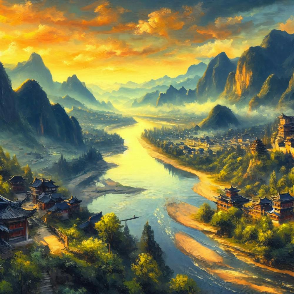 River Mountains Town Village