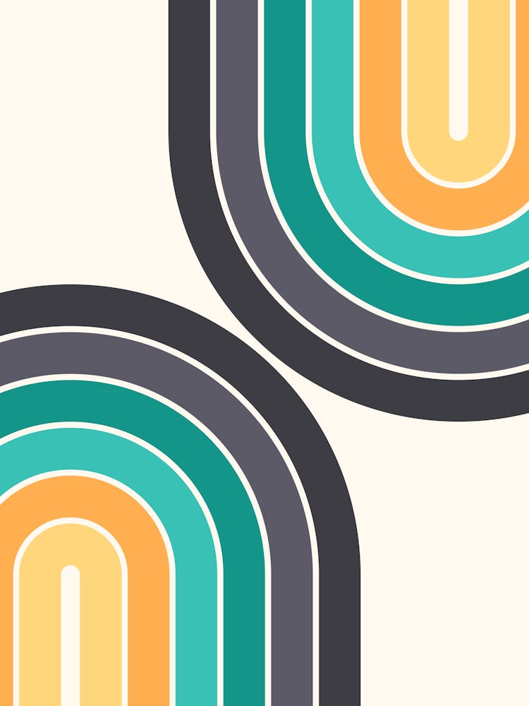 Midcentury Modern Geometric Rainbow C12 In Aesthetic Teal Grey Gold 01
