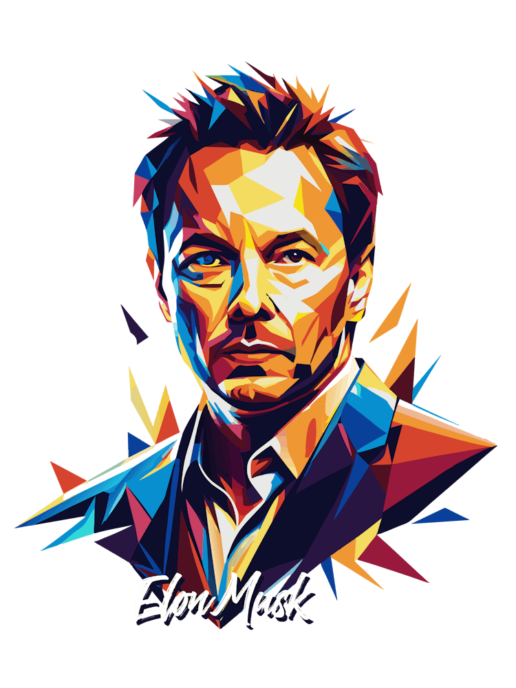 Elon Musk 01 Portrait WPAP Pop Art