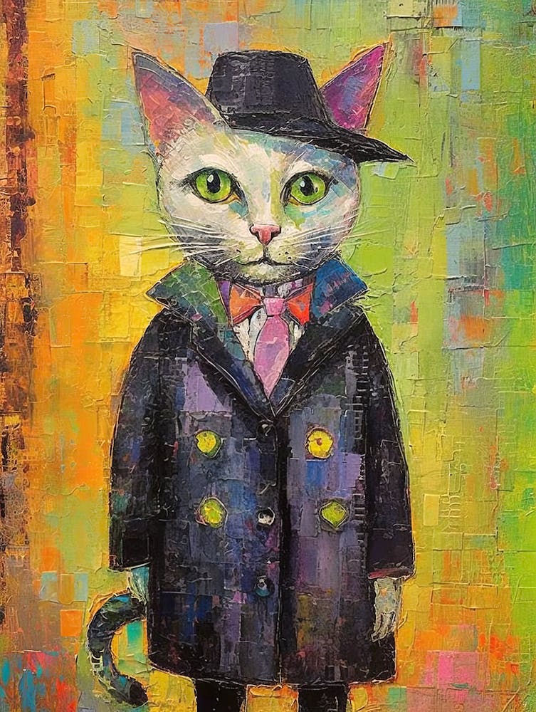 Cat Purrfect Portrait; Stylish Oil Strokes