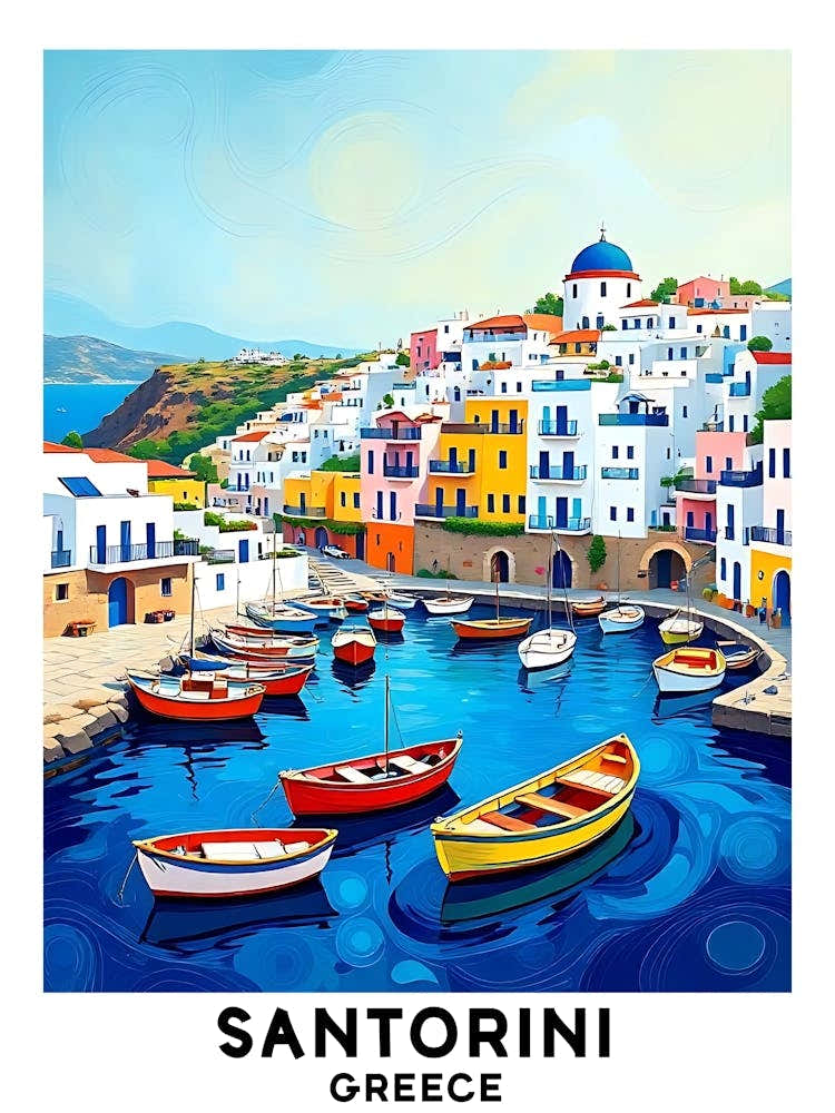 Santorini - Greece Vintage Travel Poster 40