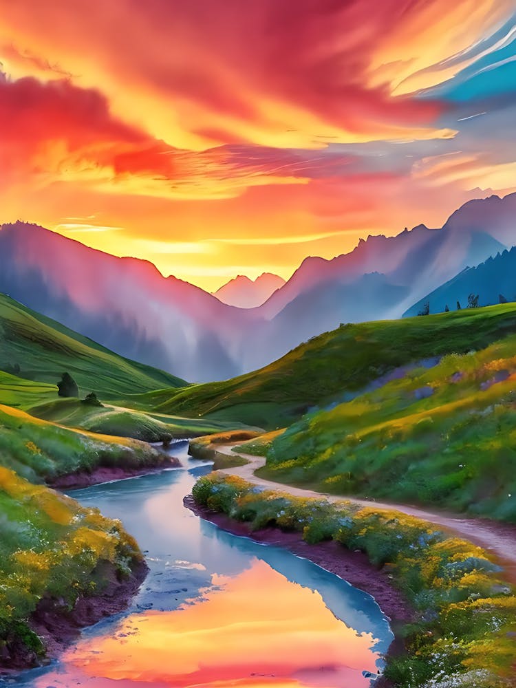 Coucher de Soleil Dans Les Montagnes 23