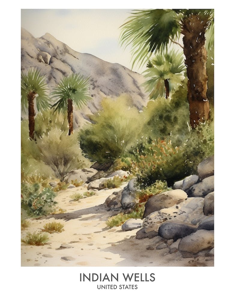 Indian Wells 1 Watercolour Travel Poster