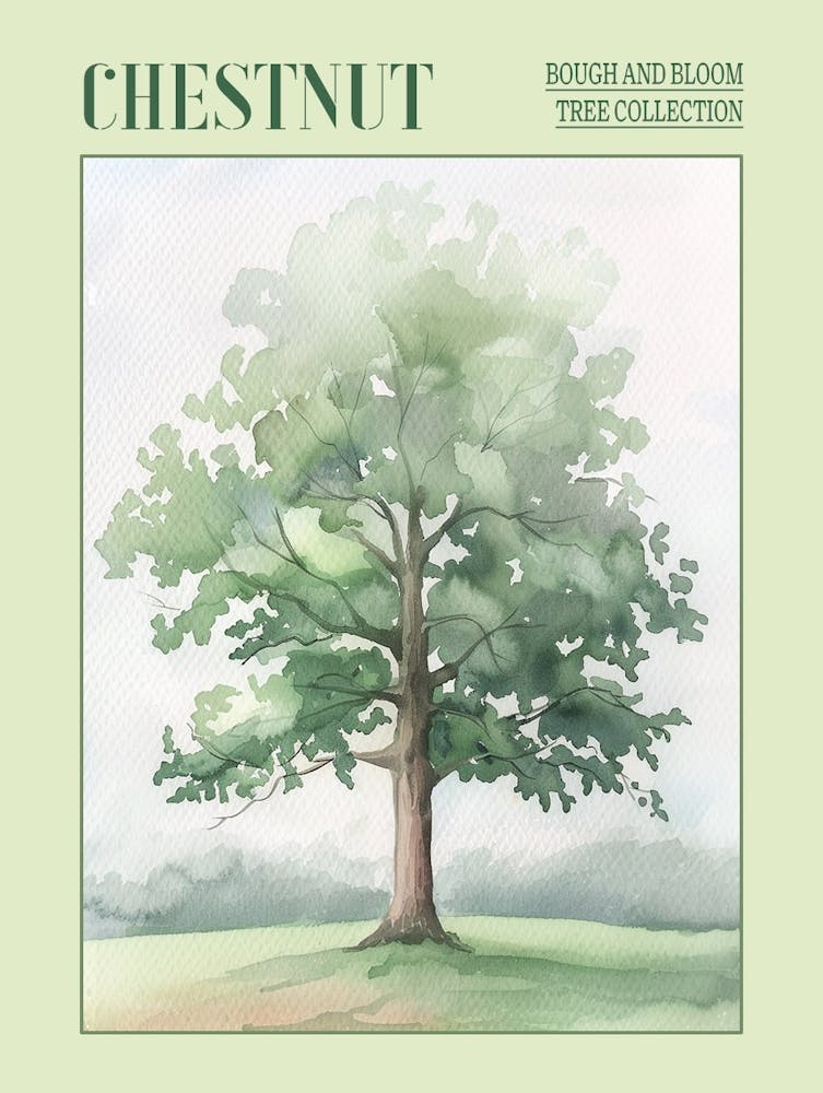 Chestnut Tree Atmospheric Watercolour Painting 5 Poster