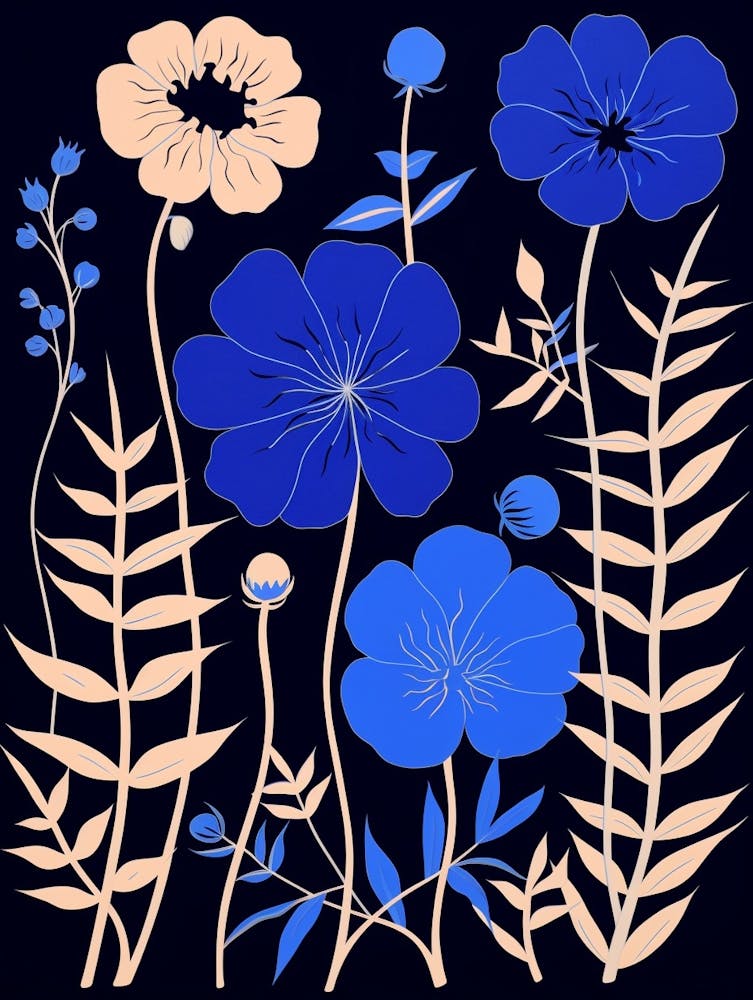Blue Flower Illustration Love In A Mist Nigella 4