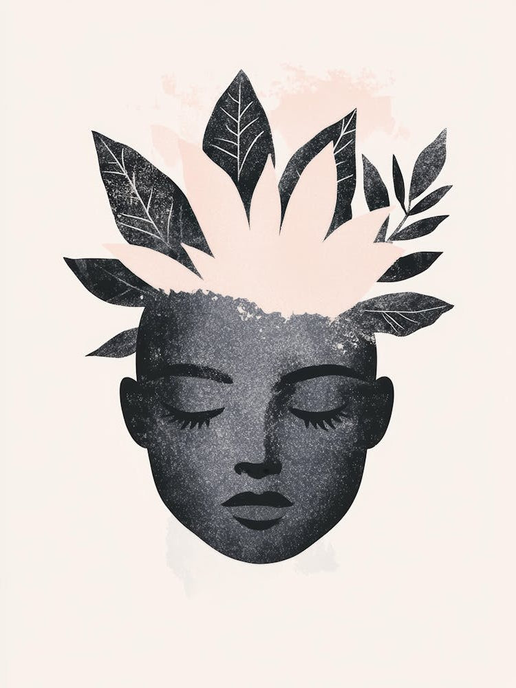 Woman With Leaves On Her Head 1