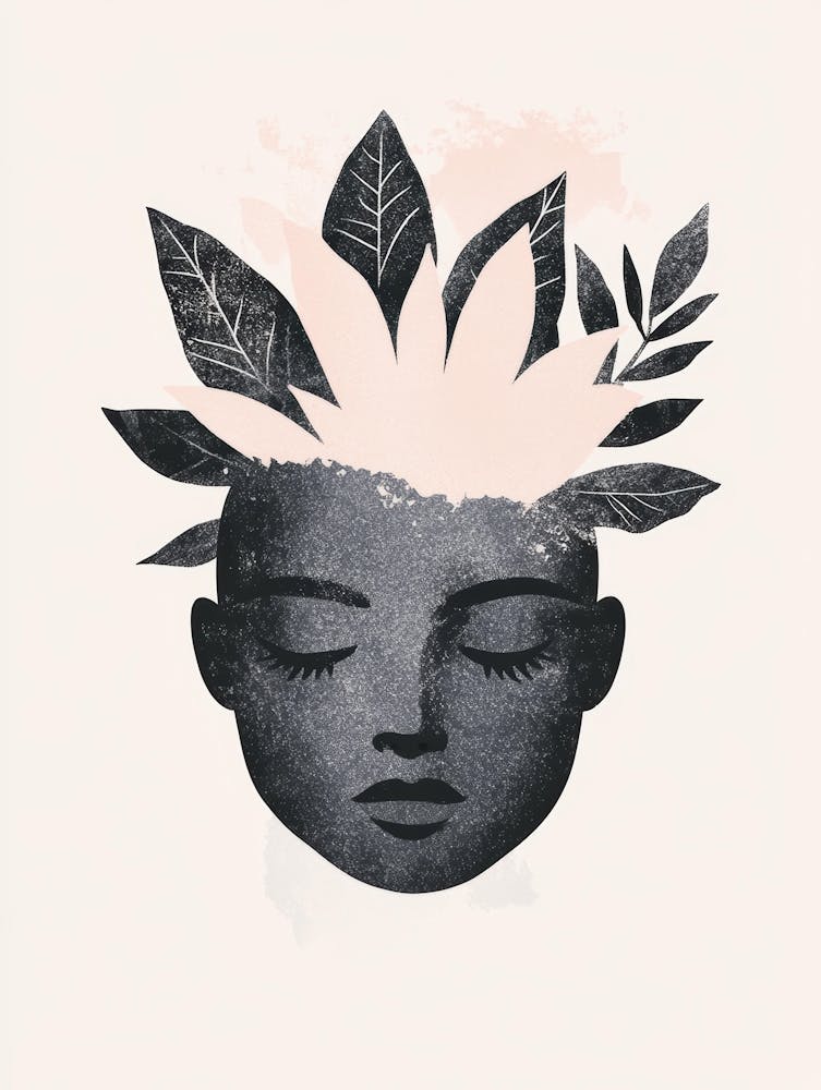 Woman With Leaves On Her Head 1