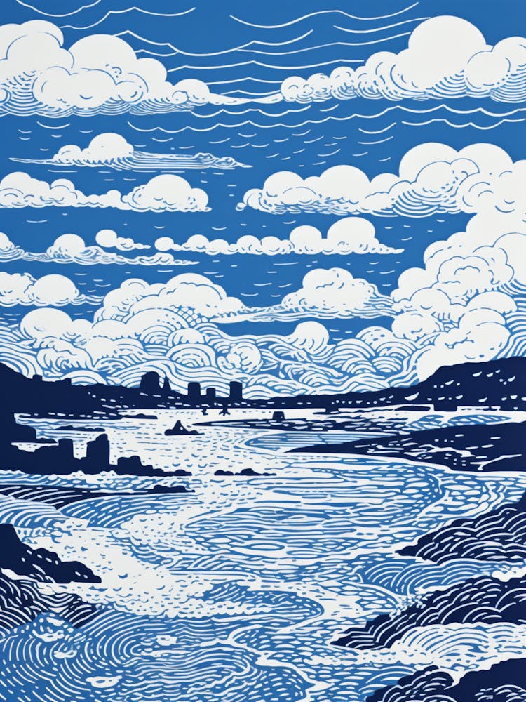 A Screen Print Of Gwithian Beach Cornwall 4