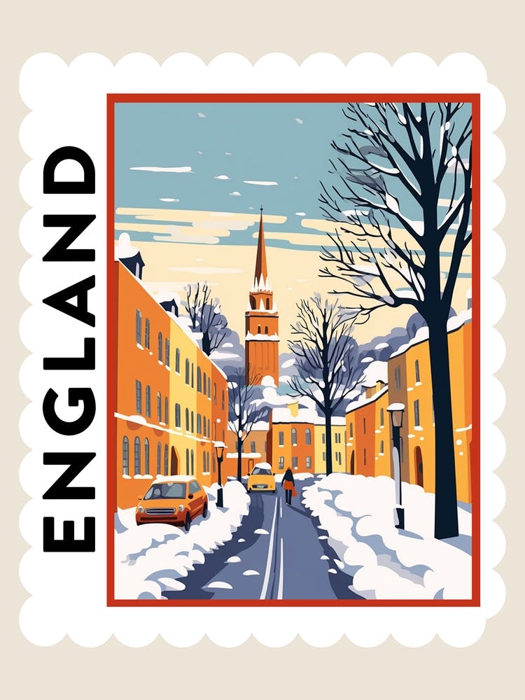 Retro Winter Stamp Poster Oxford United Kingdom 2