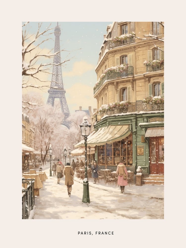 Vintage Winter Poster Paris France 5