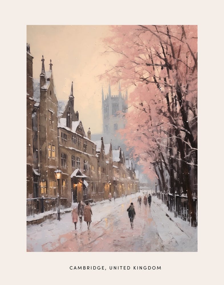 Dreamy Winter Painting Poster Cambridge United Kingdom 2