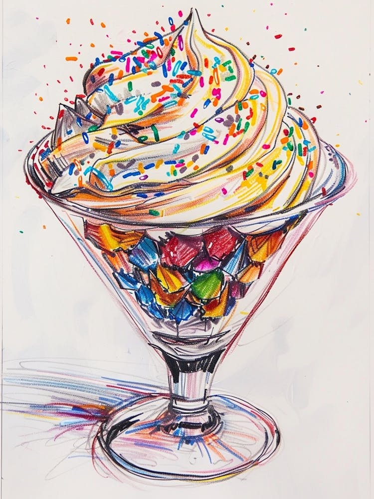 Rainbow Trifle With Sprinkles Mixed Media Painting 3