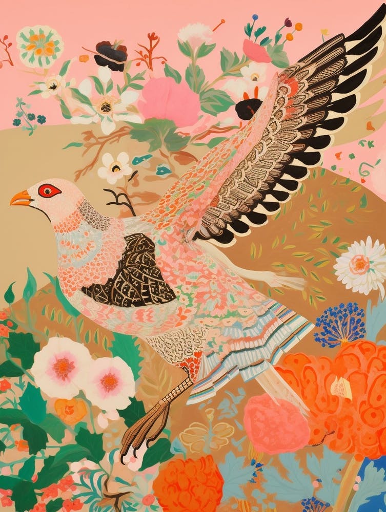 Maximalist Bird Painting Lark 3