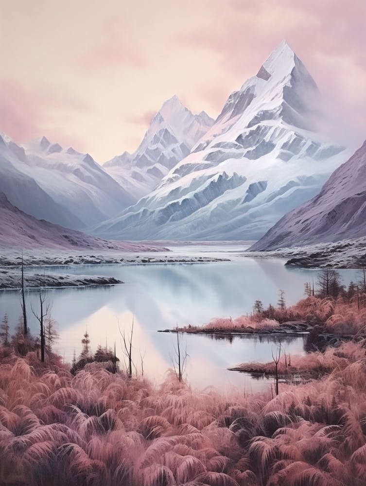 Dreamy Winter Painting Aoraki Mount Cook National Park New Zealand 1