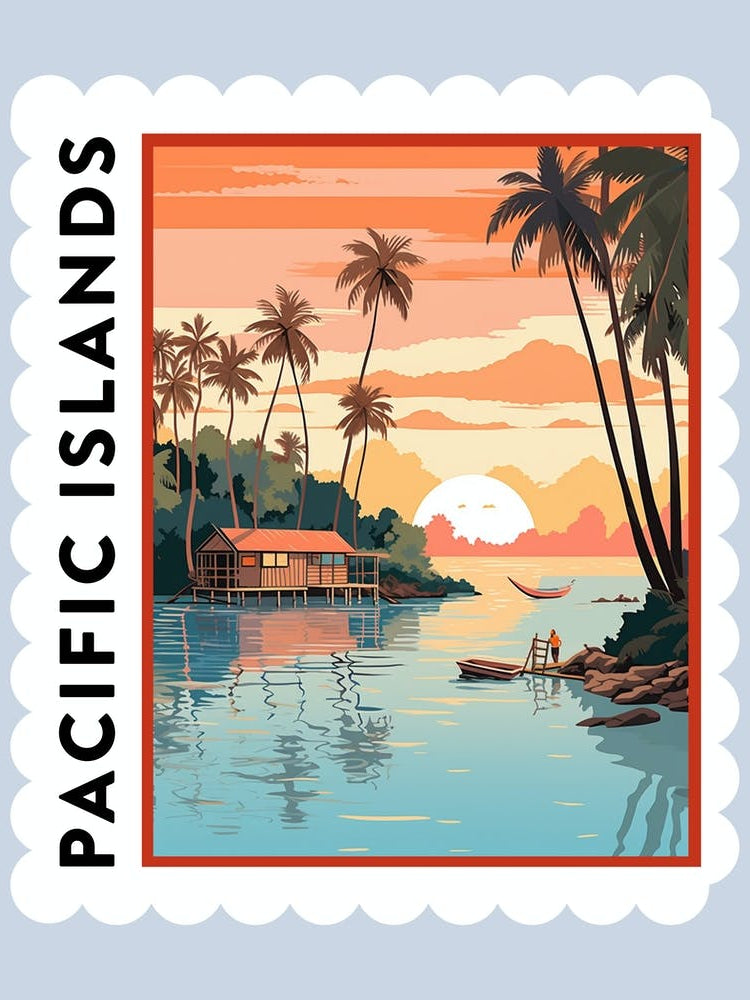 Pacific Islands 1 Travel Stamp Poster