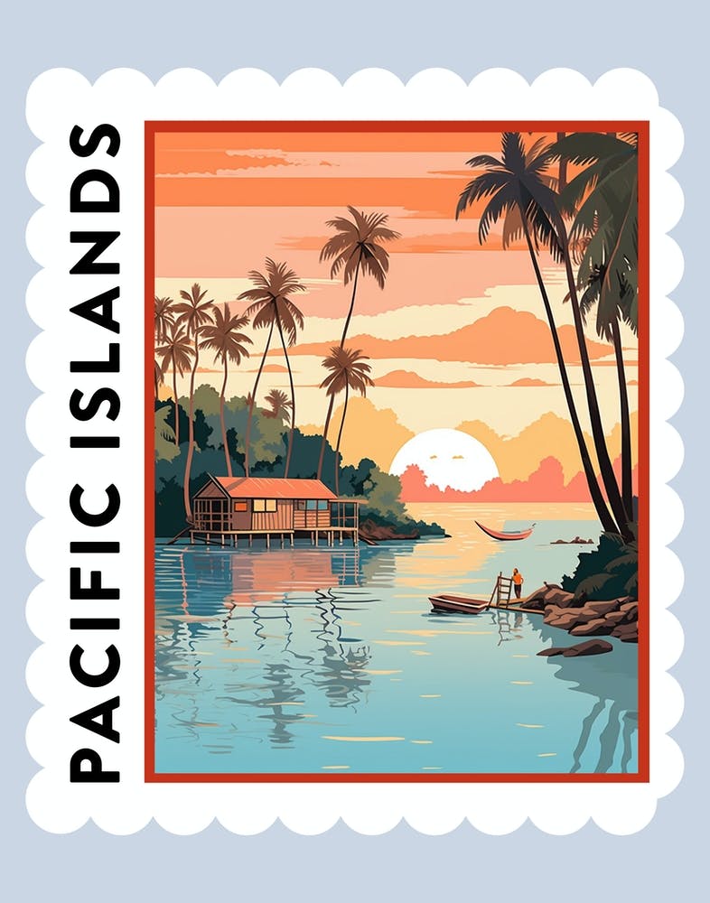 Pacific Islands 1 Travel Stamp Poster