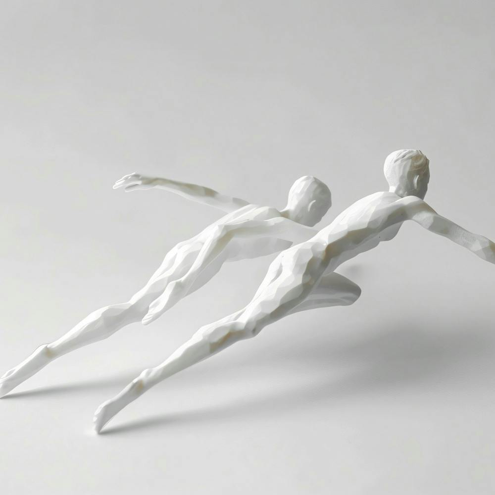 Two Figures In Flight