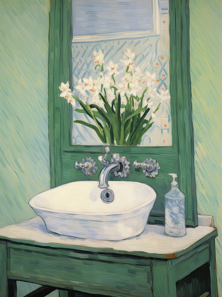 Bathroom Vanity Painting With A Lily Of The Valley Bouquet 2