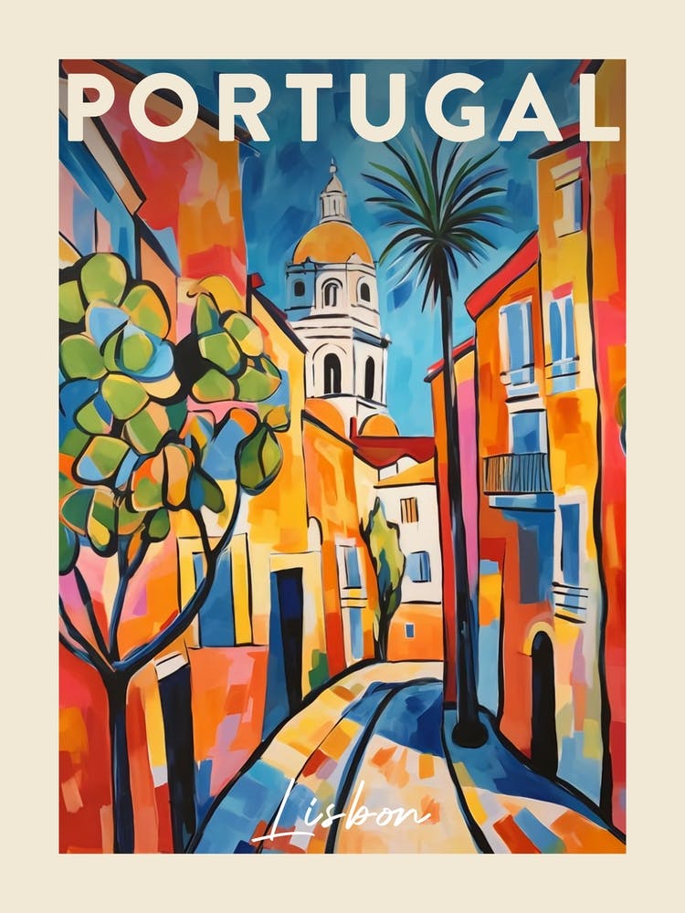 Lisbon Portugal 8 Fauvist Painting  Travel Poster