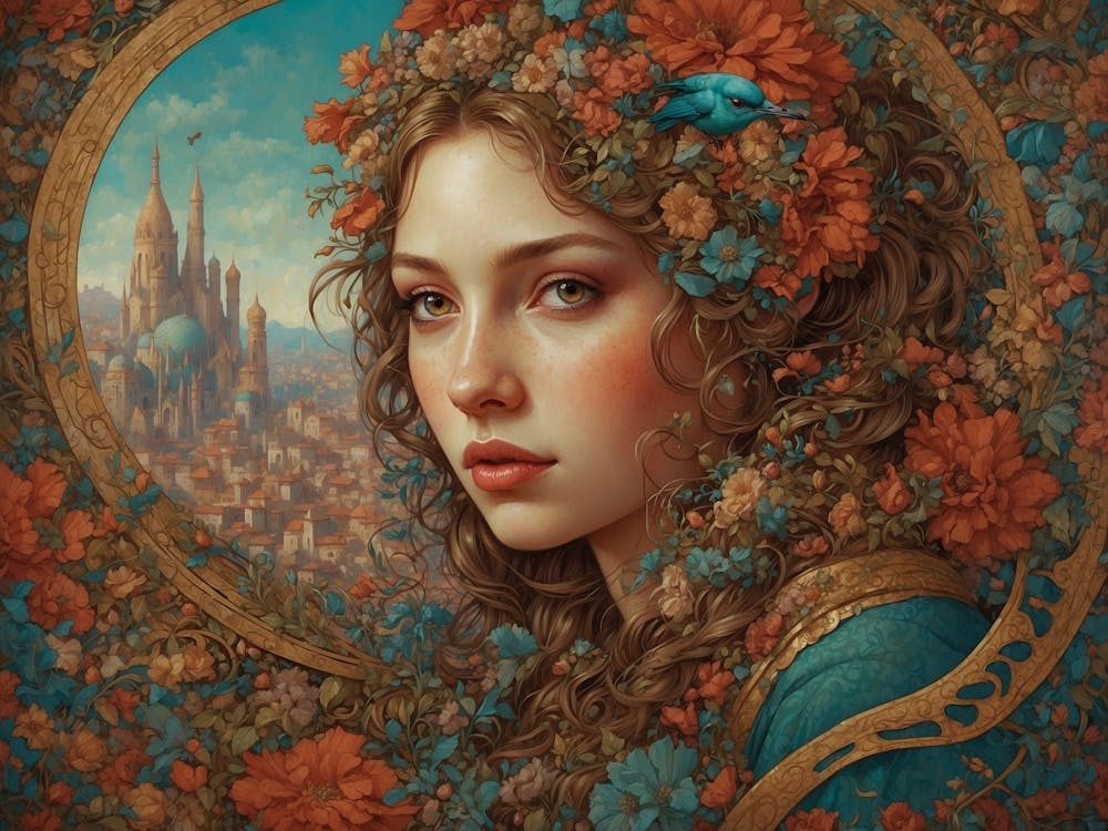 Girl With Flowers 1