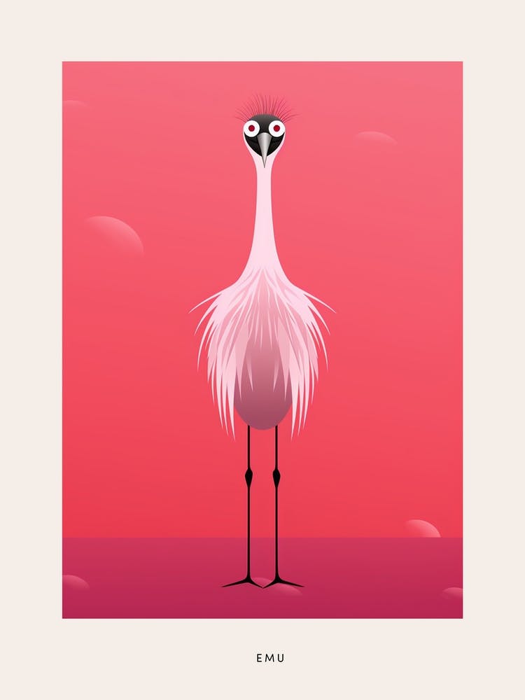 Minimalist Emu 2 Bird Poster