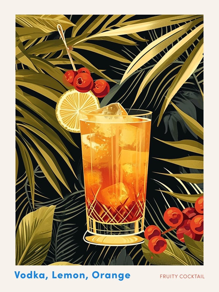Art Deco Fruity Cocktail 1 Poster