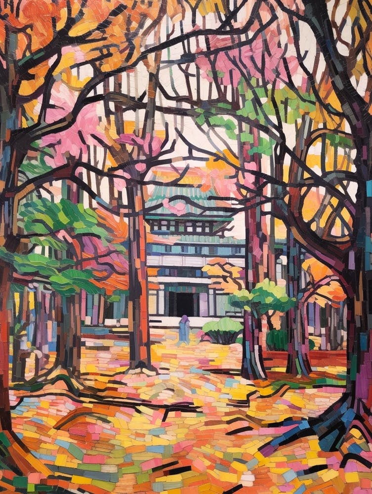 Autumn Gardens Painting Meiji Shrine Inner Garden Japan 1