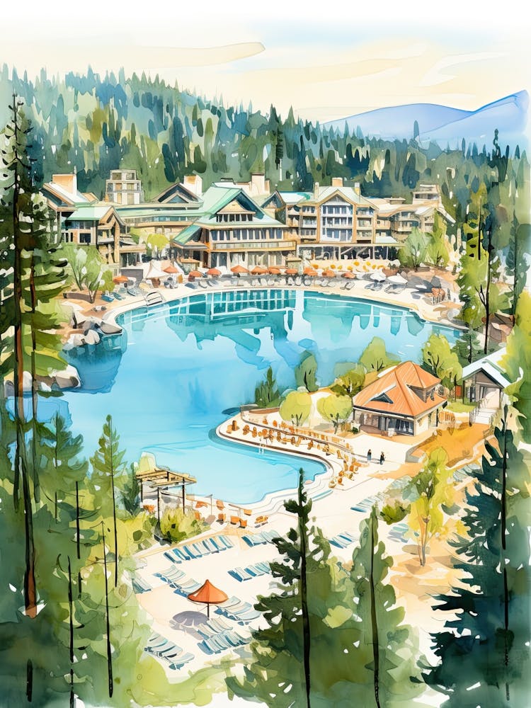 The Ritz Carlton, Lake Tahoe   Truckee, California  Resort Storybook Illustration 3