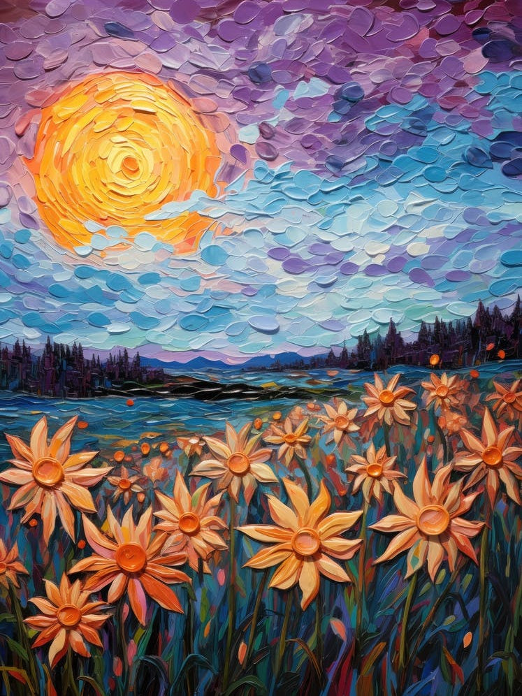Daisies At Sunset
