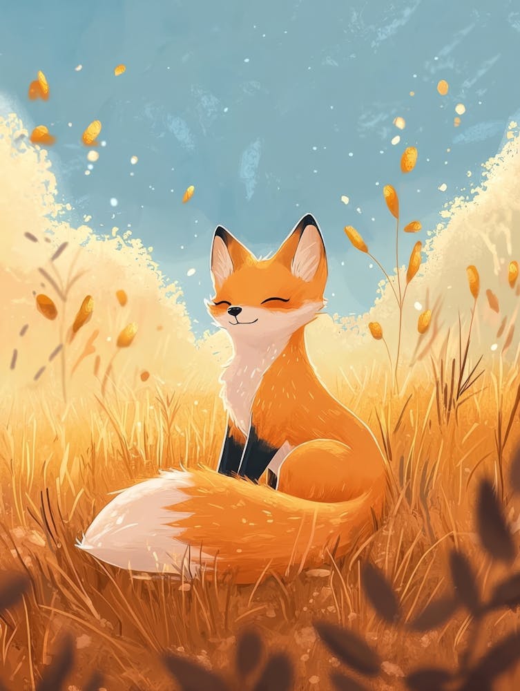 Fox In The Grass,.Generated AI.
