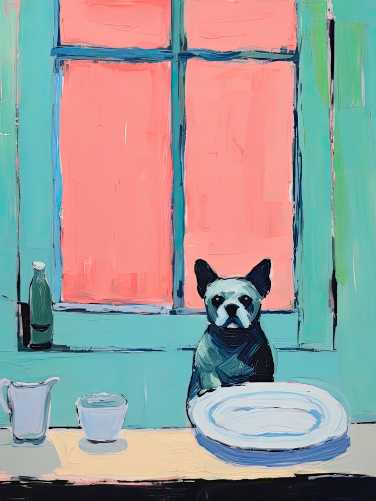 Dog Waiting For His Food, Illustration